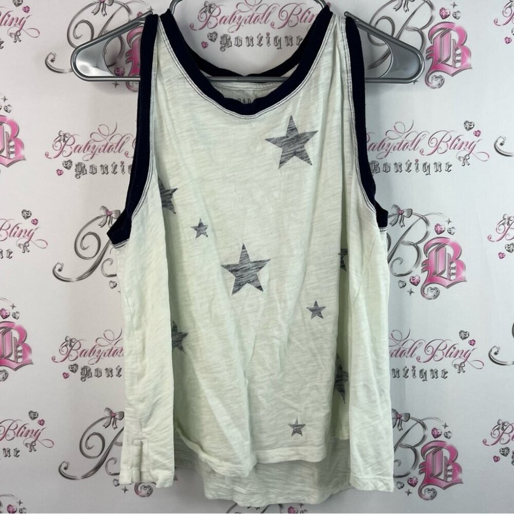 GAP tank top stars two tone black cream White Tank Top with Star Pattern